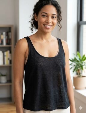 Oscar de la Renta Italy Cashmere Silk Knit Tank Top Shell Black Medium
